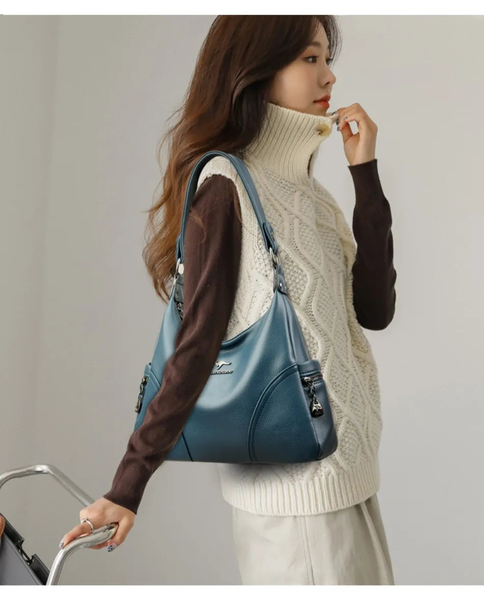 The New Style Bag Leather Luxury Handbags Women Bag Designer Solid Color Women Shoulder Messenger Bags for Women 2024 Sac A Main
