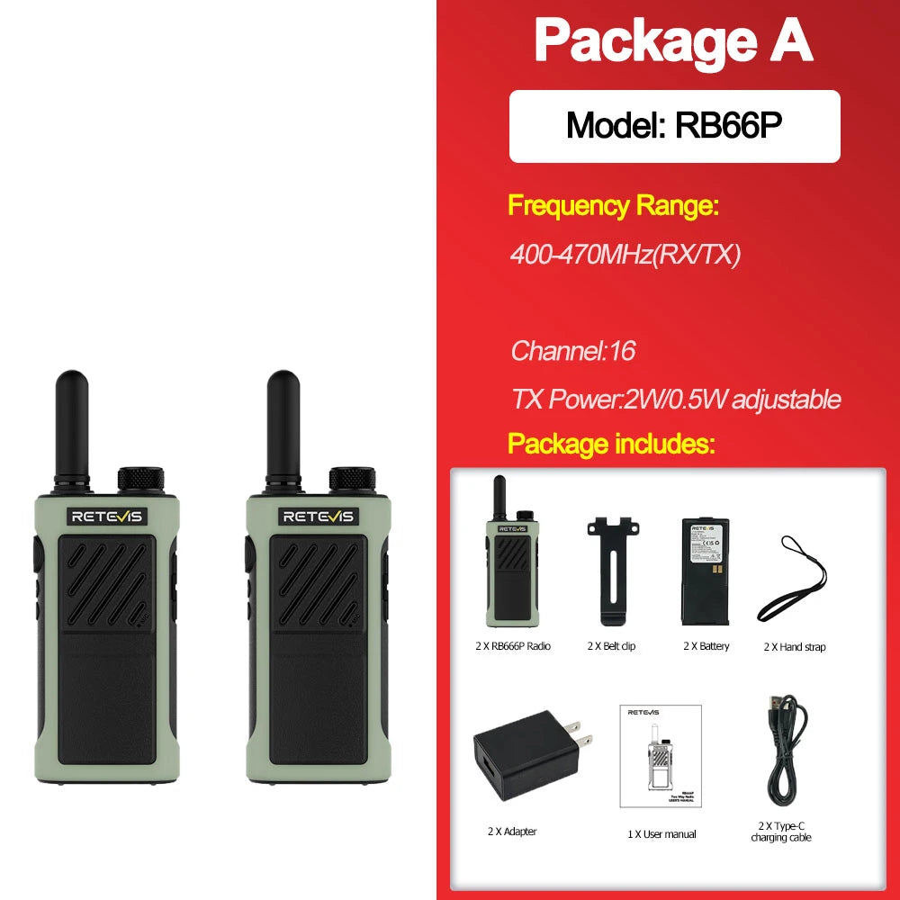 Retevis RB666P Walkie Talkie 3-speed Fast Charging Two Way Radio Communication Radios Walkie-talkie Professional Communicator