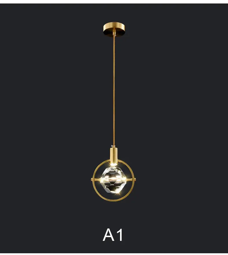 Crystal Led Pendant Lights Kitchen Fixture Suspension Bedside Hanging Lamp Nordic Loft Living Room Dining Room Indoor Home Decor