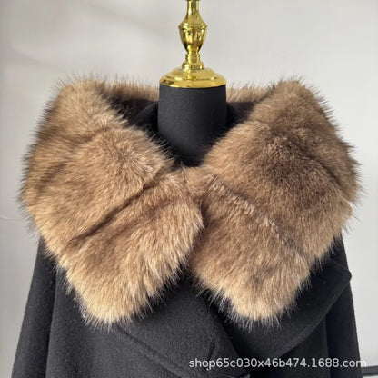 Thick Fashionable Plush Scarf Women's Imitation Mink Fur Y2K Girl Scarf for Warm Ladies Faux Raccoon Fur Scarf