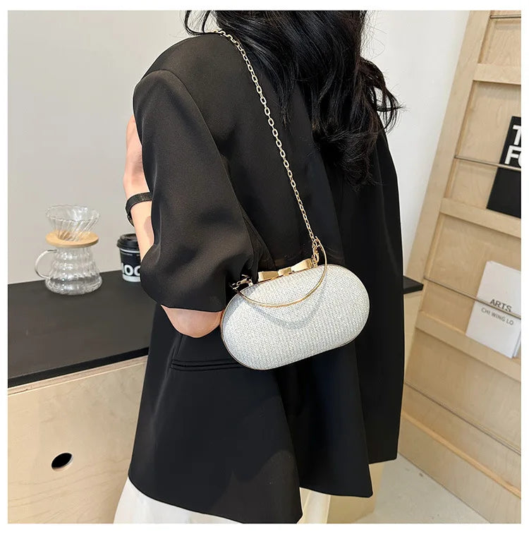 Luxury Sequined Hand-held Dinner Bag, Elegant Style Bag, High-end Chain Single-shoulder Crossbody Bag, Handbag for Wedding Party
