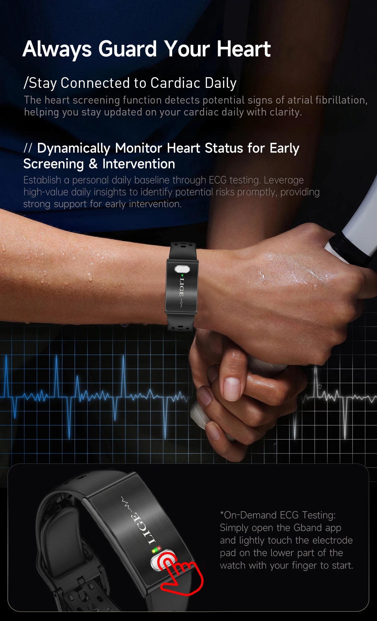 LIGE 2026 ECG+PPG Nursing Grade Smart Bracelet HRV Body Fat BMI Blood Pressure Body Temperature Men Women Health Sports Watches