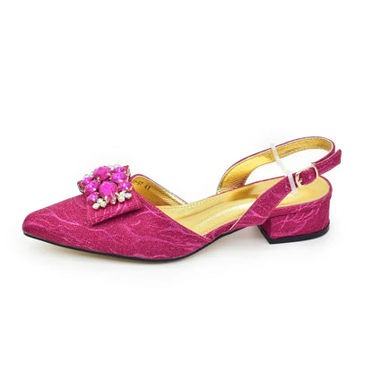 Ladies Shoe and Bag Set Latest Designers Women Nigerian Italian Shoes and Bag Set Decorated with Rhinestone Luxury Wedding Pumps
