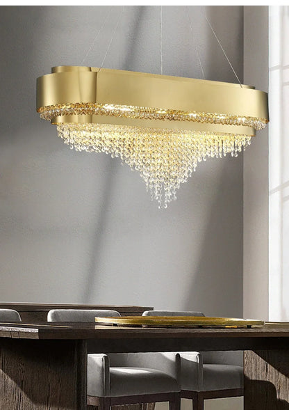 Luxury Crystal LED Hanging Chandeliers Italian Design Modern Pendant Lights Living Dining Room Home Restaurant Lighting Fixtures