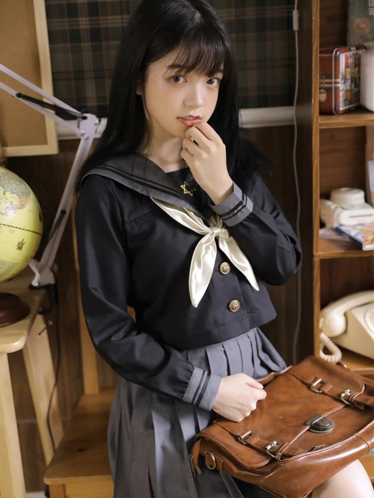 Japanese School Uniform For Girls Sweet Lolita Sailor Korean Uniforms Anime Cosplay Long Sleeve 8L9HL3Y6 Shirt Pleated Skirt