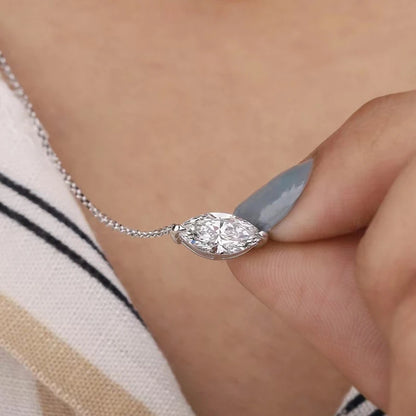 EWYA Pear Cut 1/2CT Solitaire Moissanite Pendant Necklace Woman Man 925 Silver Waterdrop Lab Diamond Gra Certified Neck Chain