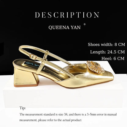 Queena Yan 2026 Nigerian Heel Party for Women Purple Color Shoes and Bag Set Rhinestone Handbag Italian Design Wedding