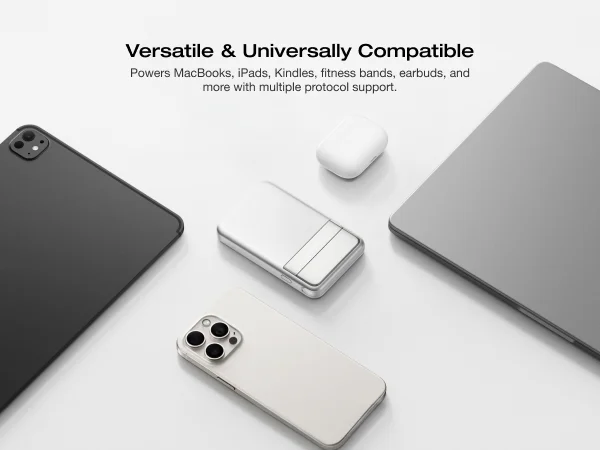 ECOFLOW Rapid Power Bank Wireless 5000mAh, Qi2 Certified Ultra-Fast Magnetic Portable Charger with Stand & Built-in USB-C Cables