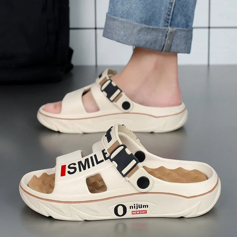 Summer Men's Massage Slippers Indoor Outdoor Sandals Beach Comfortable Soft Slides Clogs Casual Shoes Men Women Home Slippers