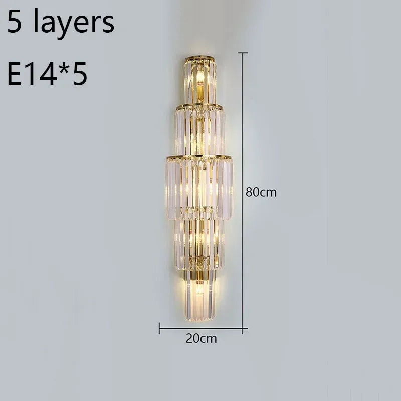Luxury Hotel Lobby Large Big Crystal Wall Lamp for Club Hall Villa Living Room Bedroom Office Banquet Indoor Lighting Fixtures