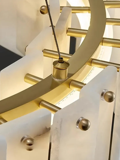 Minimalist Luxury Pendant Lights Solid Brass Natural Spanish Marble Chandelier Elegant for Living Room Dining Room Bedroom