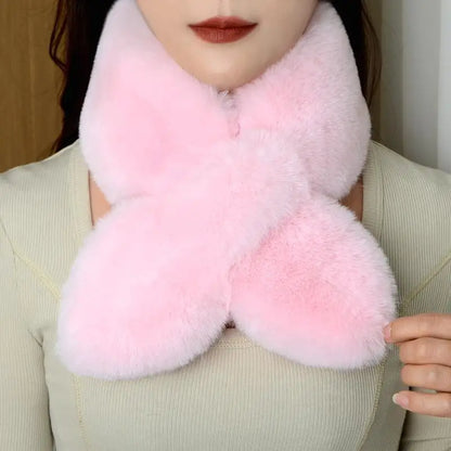 Winter Faux Rabbit Fur Scarf For Women Girls Scarf Soft Plush Scarves Solid Color Neck Collar Warmer Stuff Christmas Gifts