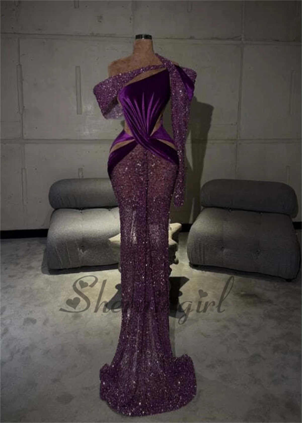SHERAIN Luxury Mermaid Prom Dresses for Women Sequined Pleated Illusion Dubai Celebrity Party Gowns Robes De Soiree Customized