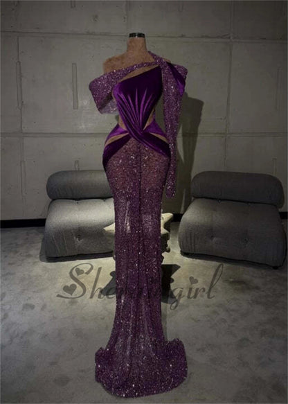 SHERAIN Luxury Mermaid Prom Dresses for Women Sequined Pleated Illusion Dubai Celebrity Party Gowns Robes De Soiree Customized