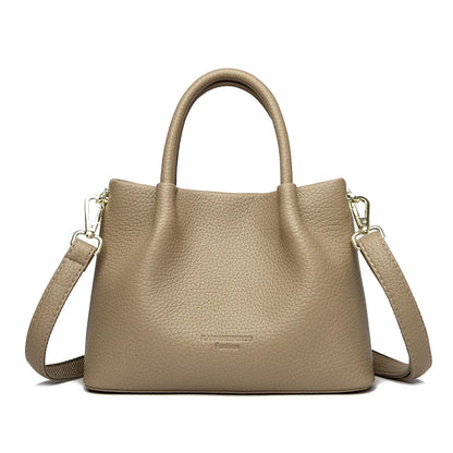Women Soft Leather Top-Handle Bags Luxury Designer Handbag Solid Color Ladies Shoulder Crossbody Bag And Purse Commuting Sac