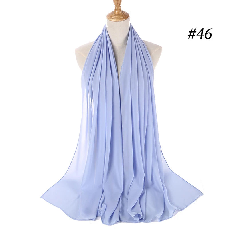 Muslim Chiffon Hijab Women Bubble Chiffon Scarf For Women Ladies Veil Muslim Islam Solid Color Malaysia Musulman Wrap Scarves
