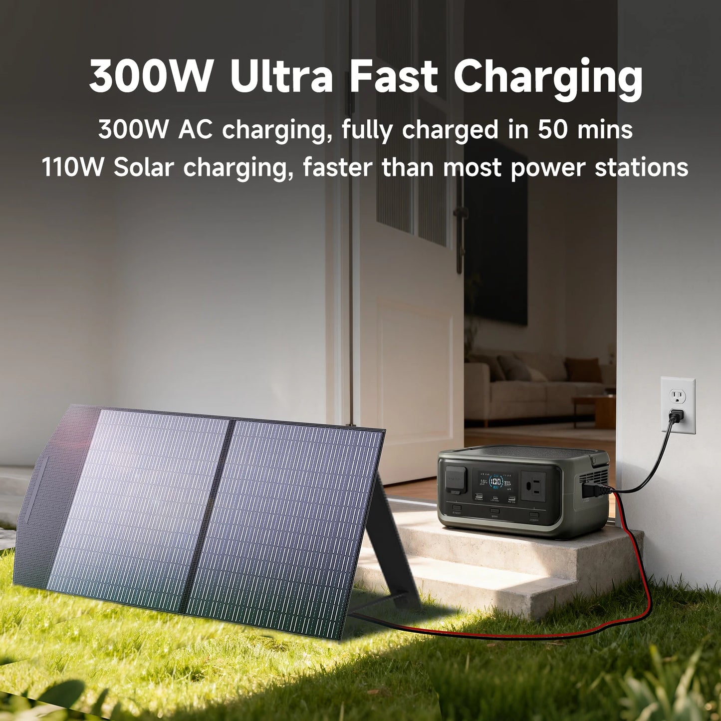 ALLPOWERS VOLIX P300 Solar Generator 256Wh Portable Power Station & SE100 100W Foldable Solar Panel Solar Charger for Camping RV