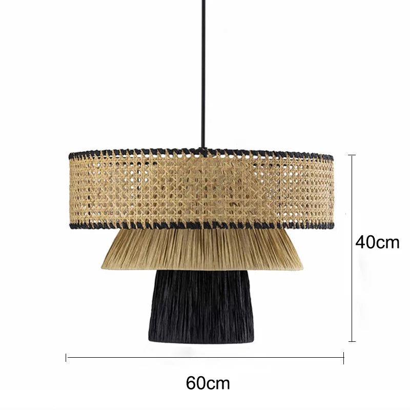 Golden Editions Designer Chandelier woven Rattan Straw Pendant Lights large Rattan lighting suspension wabi sabi Restaurant lamp