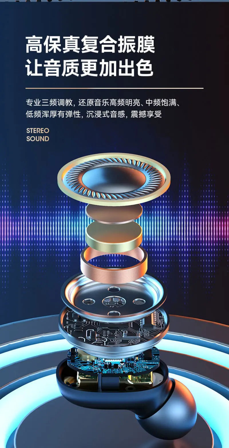 Wireless Bluetooth Earbuds Touch Control Headphones Noise Reduction Power Display Earphones for iPhone In Ear TWS Headset