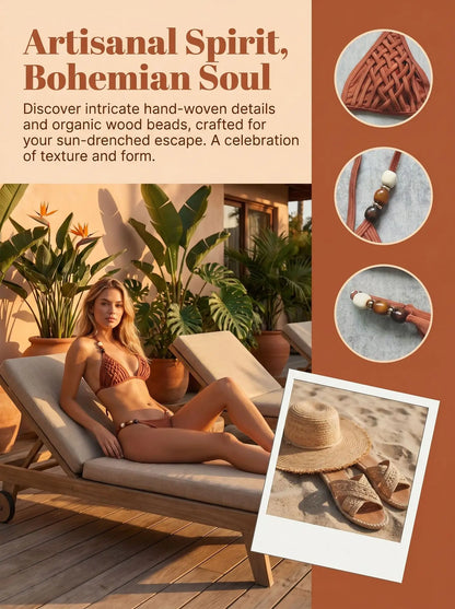 Sexy Brown Bikini Set 2026 Women Pearls Strap Hole Out Push Up Bra Thong Swimsuit Brazilian Beach Bathing Suit Micro Swimwear