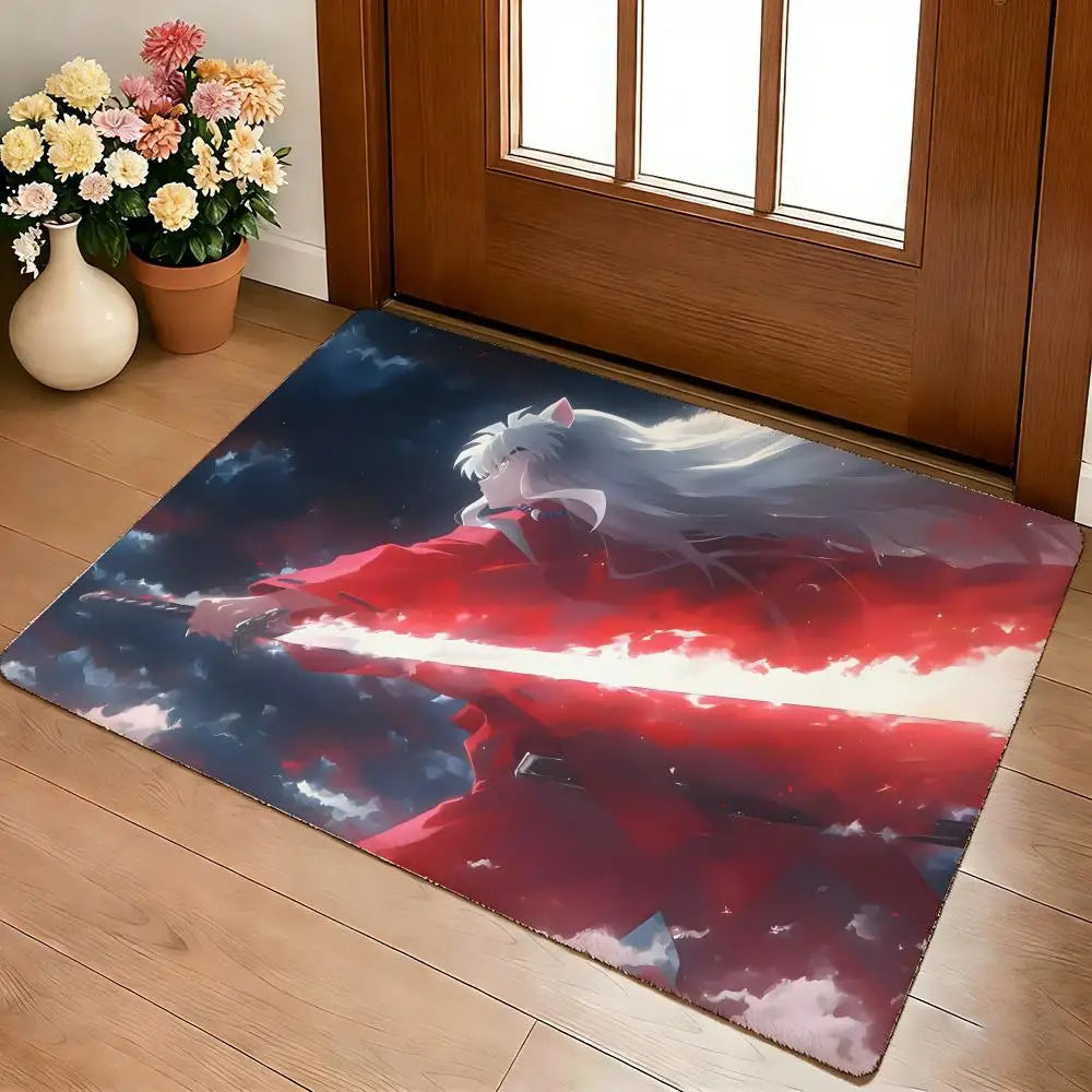 A-I-I-Inuyashas Floor Mat Cozy Flannel Soft Thick Non-Slip Mat For Living Room Bedroom Kitchen Decor Rugs