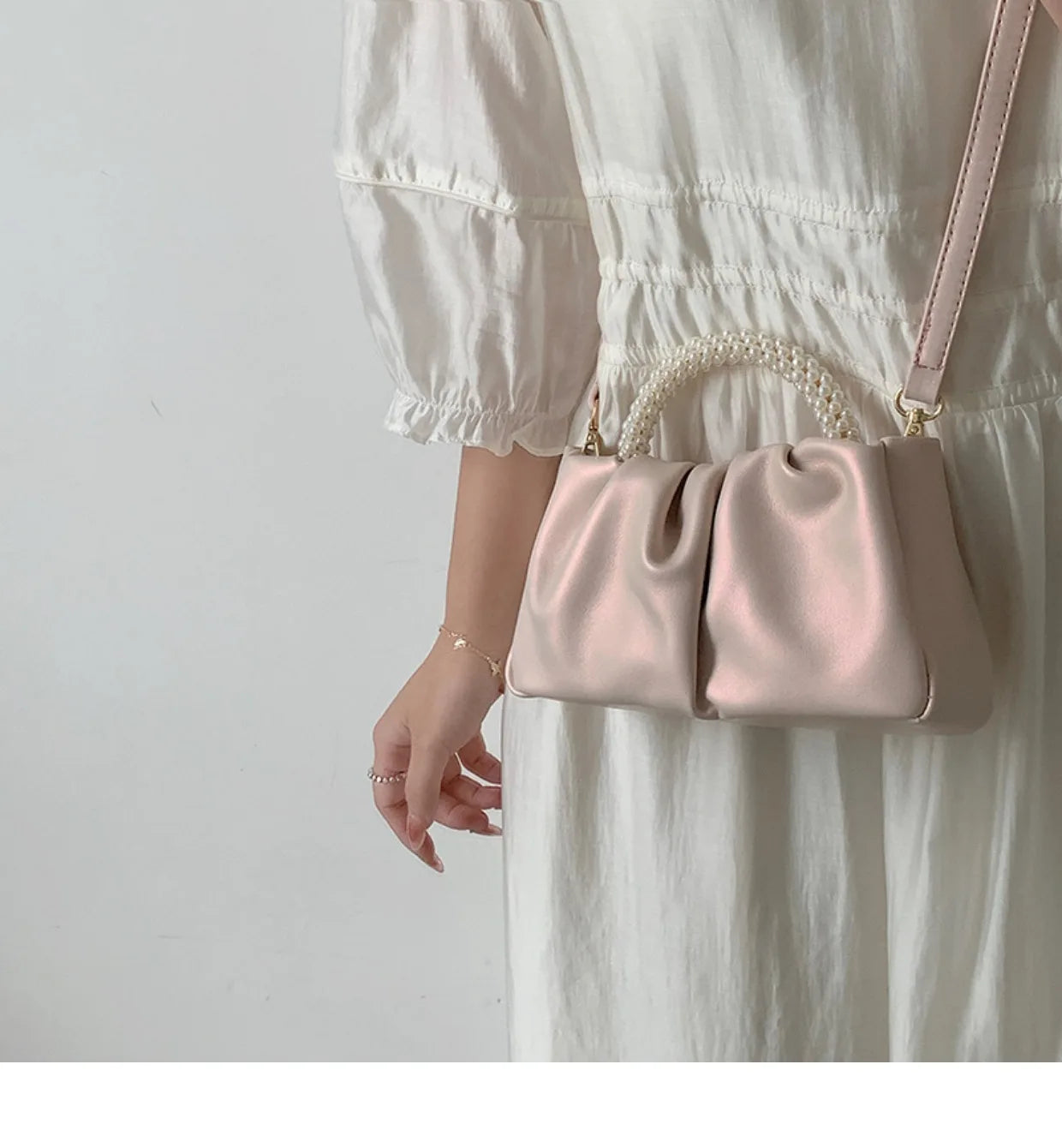Fashion Pearl Handle for Wedding Dinner Women Clutch Purse Luxury Handbag Ladies Square Shoulder Bags Female Small Messenger Bag