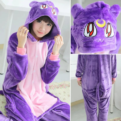 Adults Onesies Animal Pajamas Set Penguin Panda Frog Pig Cat Funny Cartoon Cosplay Costume Unisex Women Halloween Party Costume