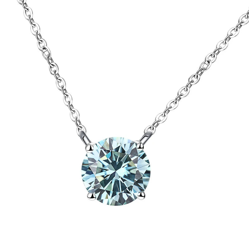 JoyceJelly 1/2/3/5 Carat Moissanite Necklace for Women 925 Sterling Silver Wedding Bridal Fine Jewelry for Women