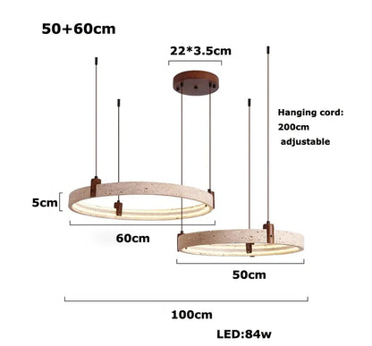 Wabi-sabi Style Natural Stone Pendant Lights Travertine Ring Suspension Luminaire Living Dining Room Home Decor Chandeliers