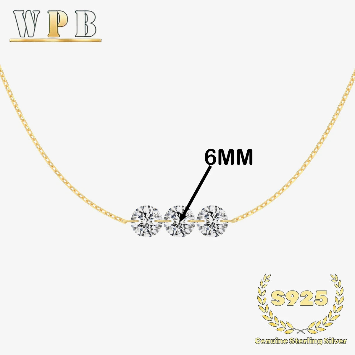 Genuine S925 Silver 3 Sparkling Zircon Necklace Dainty Sliding - Adjustable Length  Minimalist Luxury Jewelry for Men and Women