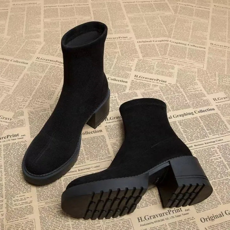 High Heels Women Ankle Boots Fashion Suede Chunky 2025 Winter Shoes Designer Elegant Dress Pumps New Brand Zapatillas De Mujer