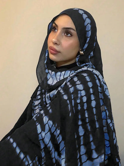 1Pcs Ramadan Hijab for Women Crocodile Print Bohemian Watercolor Soft Muslim Hijabs Floral Breathable Shawl Wrap Scarf Headscarf