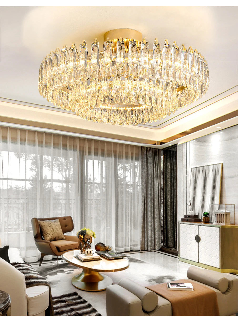 Clear Crystal Ceiling Chandeliers New LED Lights Luxury Rectangle Hanging Lamp Modern Home Decor Lustres for Dining Room Table