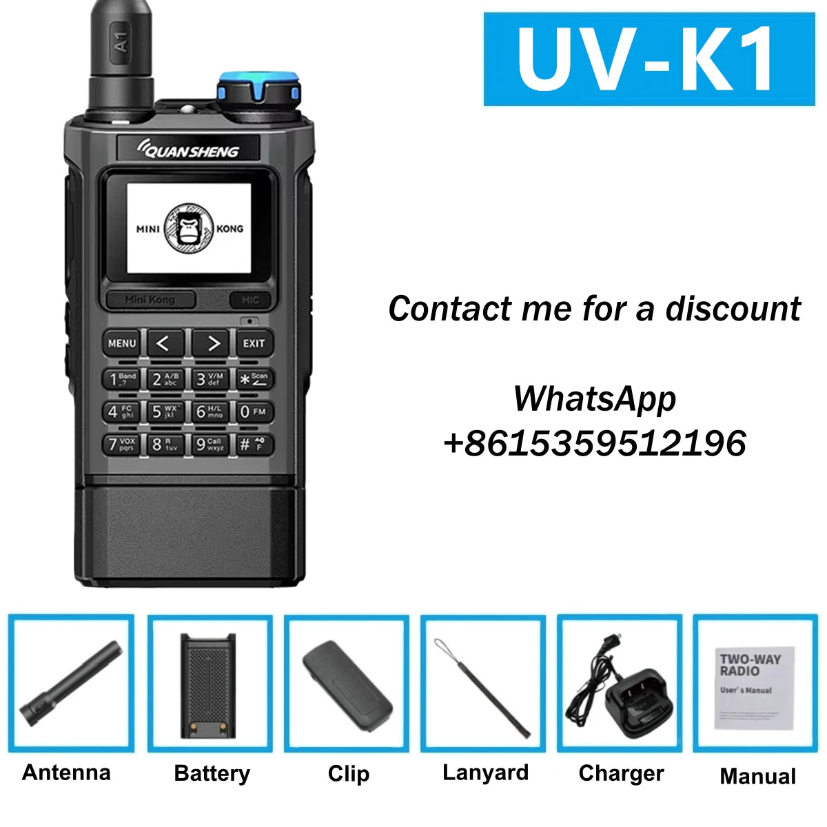 Quansheng K1 Kong Mini 5W Air Band 200Ch Communication Radio 10Km Long Range Walkie Talkie