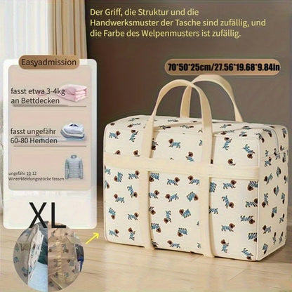 1pc Foldable Luggage Organizer Bag with Cute Puppy Pattern,Large Capacity Space-Saving Travel Storage Bag,Durable Polyester bag