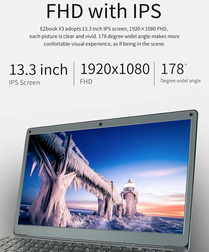 14.1 INCH 6GB RAM DDR3L 128GB ROM Windows 10 Laptop PC Intel Celeron N3450 with Docking Keyboard Dual Camera