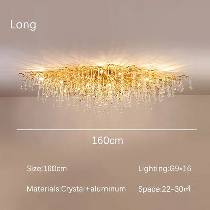 Rectangle Luxury Gold Crystal Chandelier For Dining Living Room Lobby Kitchen Table Modern Lurxy Gold Crystal Celling Chandelier