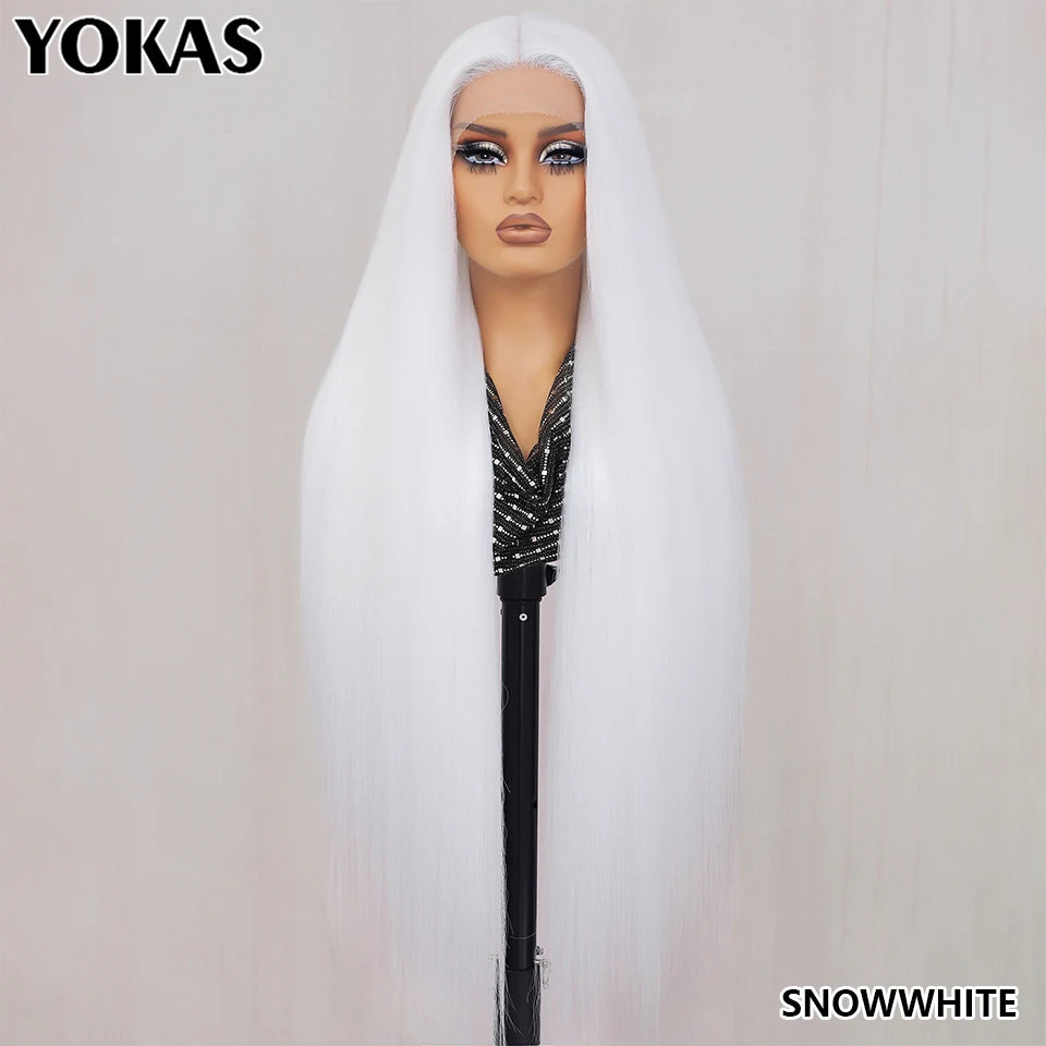 40 Inch Synthetic Lace Front Wigs For African Women T Part Lace High Temperature Fiber Straight Lace Wigs For Afro Female