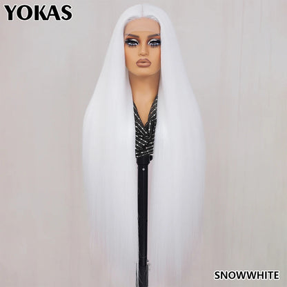 40 Inch Synthetic Lace Front Wigs For African Women T Part Lace High Temperature Fiber Straight Lace Wigs For Afro Female