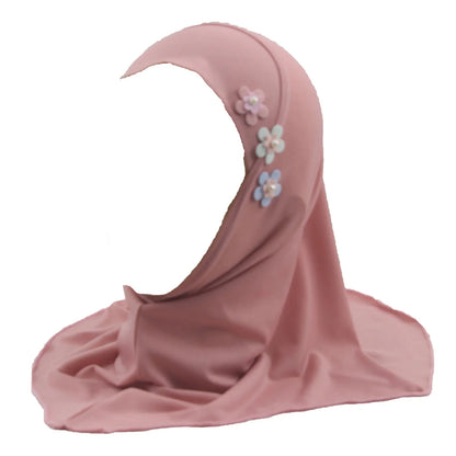 Muslim Hijab for Girls, Arab Turban, Islamic Khimar, Directly Instant Hijab, Plain Color Scarf, Flower Color in Random