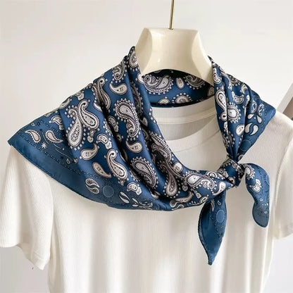 70*70cm Zebra Stripes Print Head Scarf for Women Silk Square Scarves Foulard Bandana Fashion Decorate Hijab Female Neckerchief