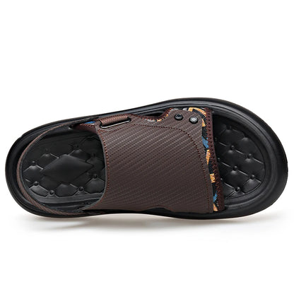 Men's Outdoor Two-Way Wear Slippers Summer Comfortable Slides Anti-Slip Soft-Soled Sandals Casual Breathable Male Beach Shoes