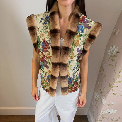 Knit Long Sleeve Faux Fur Patchwork Jacket Coat Women Zipper 20256Winter Fashion Warm Female Cardigans Commute Lady Outwear Tops