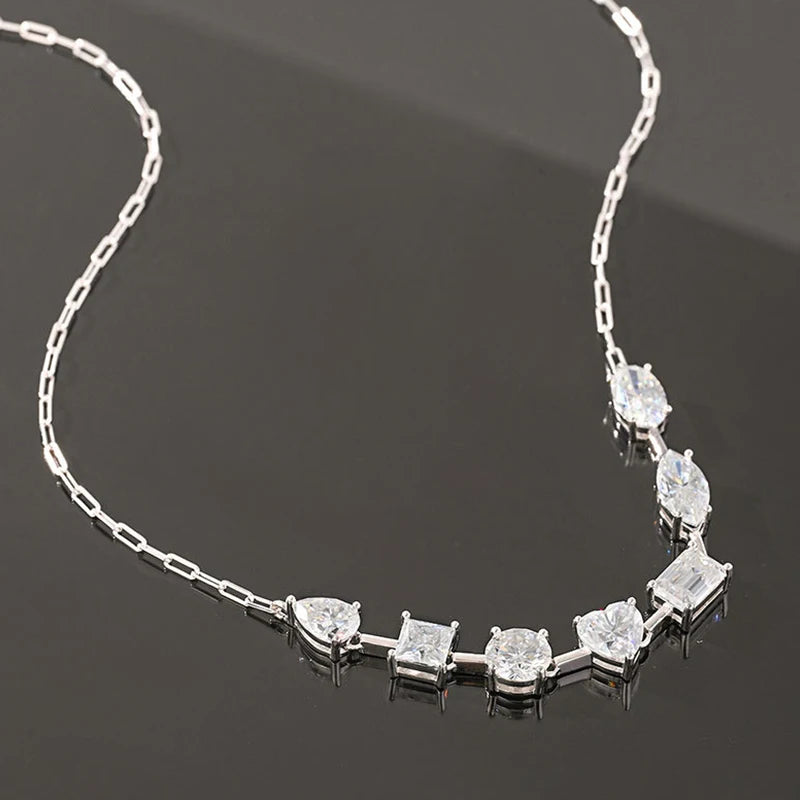 Emerald Heart Pear Princess Oval Marquise Moissanite Diamond Necklace For Women S925 Silver Jewelry Women's Moissanite Necklace