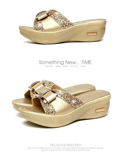 2024 Summer Women's Open Toe Casual Slippers Women Fashion Platform High Heel Female Slides Shoes Comfortable Wedge Sandals