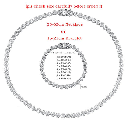 GRA Certified 4.5mm Flower Full Moissanite Tennis Necklaces Bracelet for Women 925 Sterling Silver Elegant Choker Luxury Jewelry