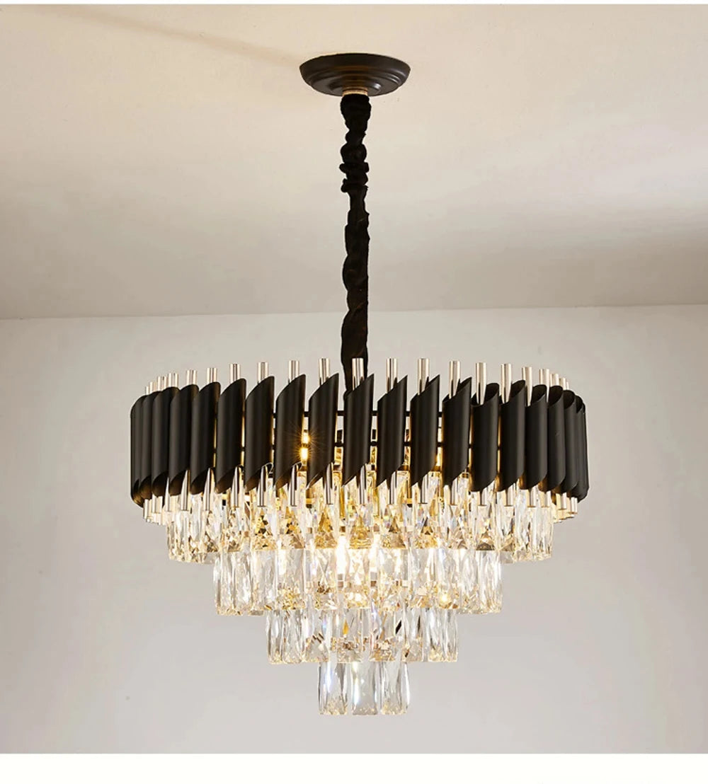 Villa Luxury Living Room Chandelier K9 Crystal Restaurant Pendant Lights Modern Ceiling Chandelier Dining Table Indoor Home Lamp