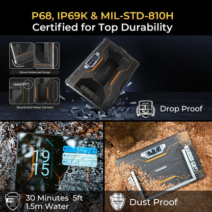 Oukitel RT8 Rugged Tablet 20000mAh 33W, 11" FHD+ Display 6GB+256GB Helio G99 48MP Camera, NFC Tablets PC with Stand, Android 15