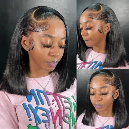 2026 new Front Human Hair Bone Straight Wigs Cheap Short Bob Wig Brazilian Preplucked Lace Frontal Wigs 100% Human Hair