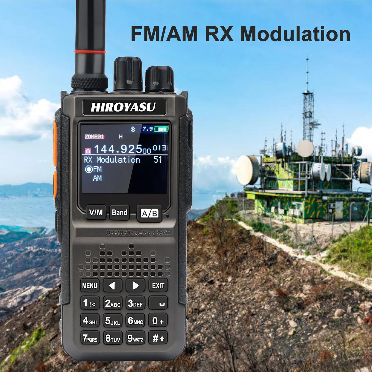 HIROYASU HI-E380 CB HF Aviation VHF UHF SW MW LW Shortwave Full Band FM AM SSB CW BT Program NOAA 10W Amateur Walkie Talkies